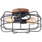 Brilliant Gwen Ceiling Light Metal Wood Black | 400mm - Suitable for 2x E27
