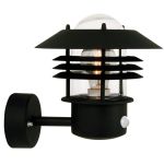 Nordlux Vejers Wall Light Metal and Glass Black | IP54 - Suitable for E27 - Motion and Light Sensor