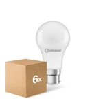 Multipack 6x Ledvance Performance LED Bulb B22d Pear Frosted 8.5W 806lm - 827 Extra Warm White|Replaces 60W