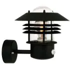 Nordlux Vejers Wall Light Metal and Glass Black | IP54 - Suitable for E27 - Motion and Light Sensor